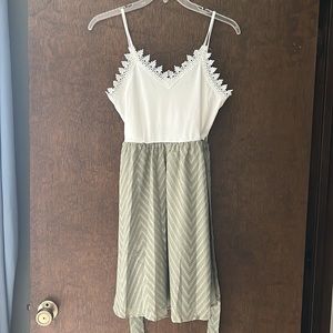 SHEIN VCAY Guipure Lace Panel Textured Belted Cami Dress